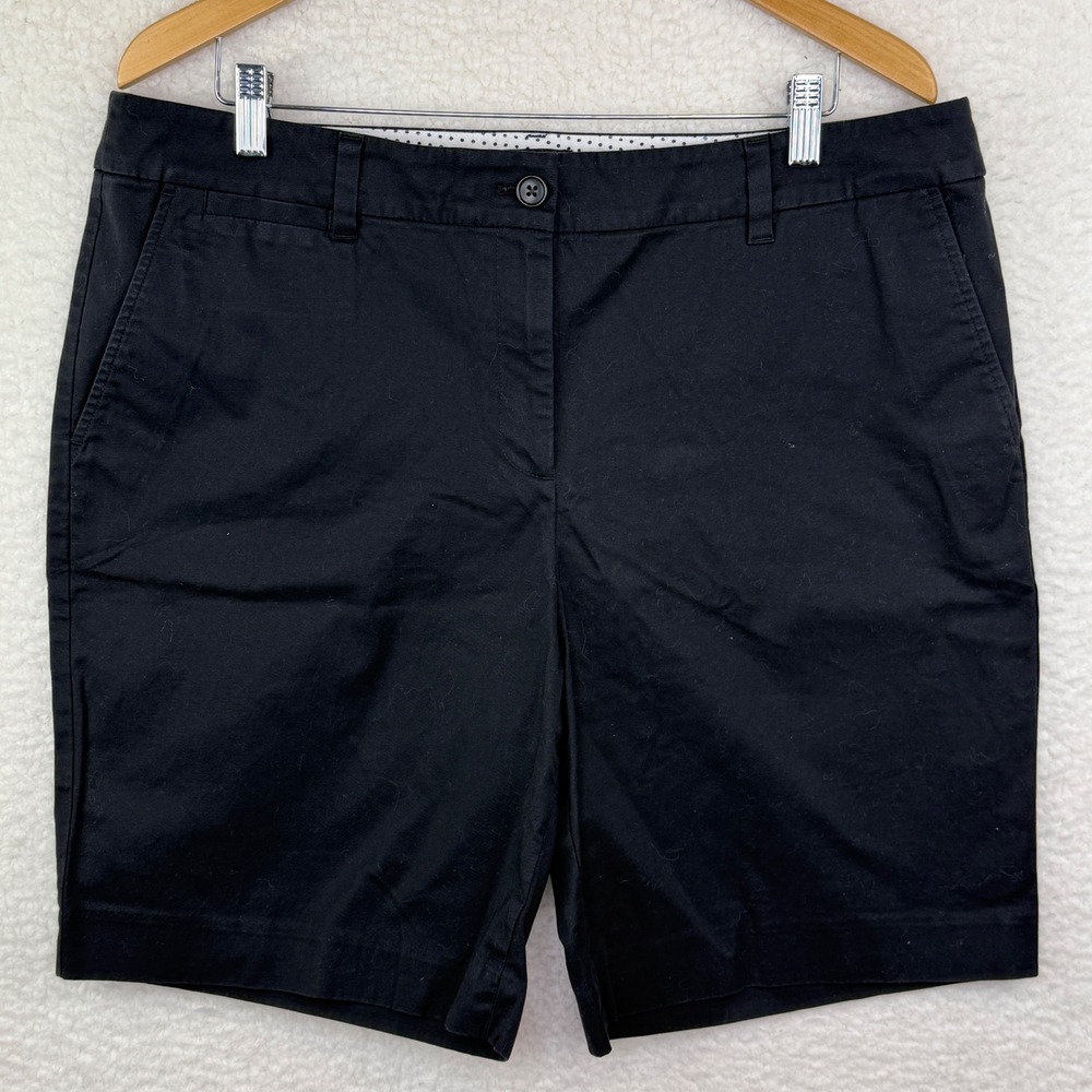 Talbots Perfect Short 9" Womens Black Chino Shorts Size 16 Solid Cotton Blend